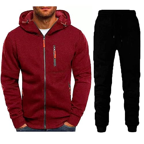 RRGEAR Trainingsanzug Herren Langarm Einfarbig Jogginganzug Freizeit Sport Laufanzug Tracksuit Sweatjacke Sporthose Fitness Sportanzug mit Reißverschluss Jogginganzug Herren Baumwolle Arbeit/Party von RRGEAR