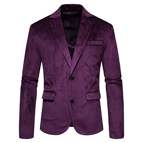 Sakko Herren Leichter Regular Fit Anzug Jacke für Männer Freizeit Jackett Blazer Sakko Herren in Samt Optik Regular Fit Blazer Freizeit Smokingjacke Sakko Herren Regular Fit Für Hochzeit & Abendessen von RRGEAR