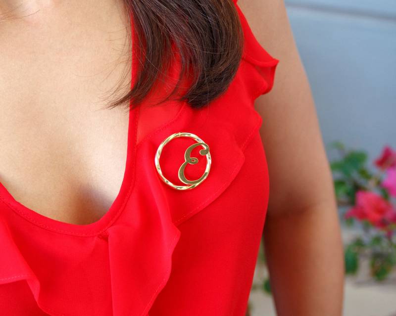 Gold Monogramm Brosche, Sterling Silber Gemacht, Stand Der Technik Luxusartikel Gold Monogramm Brosche, Sterling Silber Gemacht, Stand Der Technik Luxusartikel von RRJewels