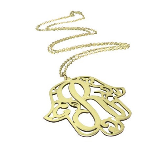 Hamsa-Halskette Aus Sterlingsilber Personalisierter Initialanhänger Hamsa-Halskette Aus Sterlingsilber Personalisierter Initialanhänger von RRJewels