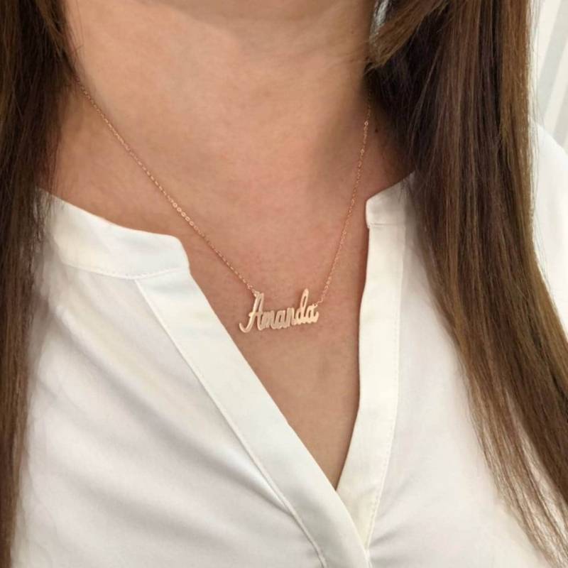 Personalisierte Namenskette Aus Sterlingsilber Benutzerdefinierte Platte, Handgemacht Personalisierte Namenskette Aus Sterlingsilber Benutzerdefinierte Platte, Handgemacht von RRJewels