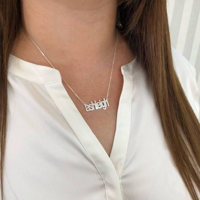 Personalisierte Solid Gold Name Halskette Sterling Silber Typenschild Schmuck Personalisierte Solid Gold Name Halskette Sterling Silber Typenschild Schmuck von RRJewels