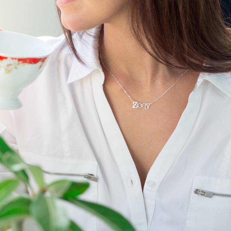 sterling Silber Namen Halskette Personalisierte Zoey Schriftart von RRJewels