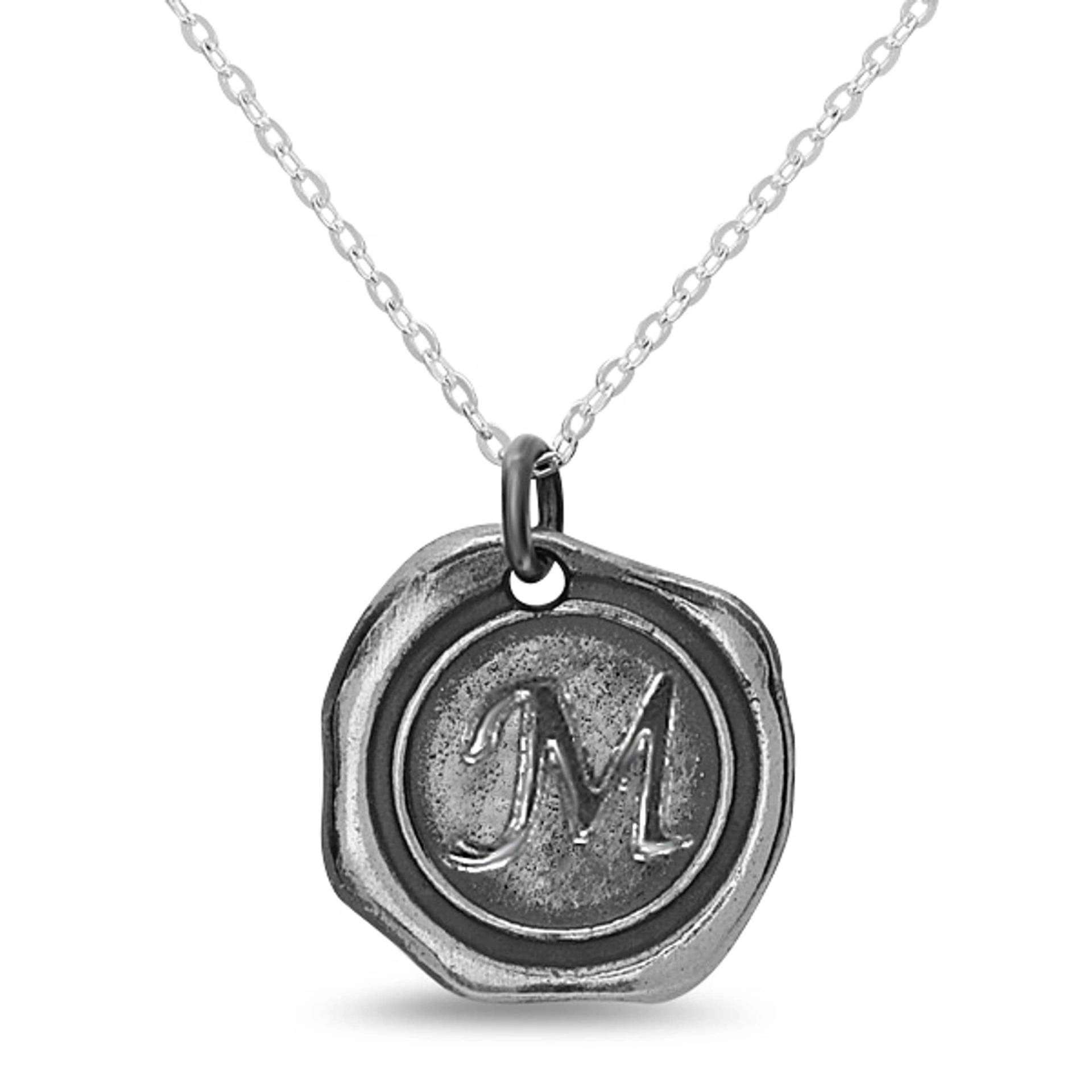 sterling Silber Wachssiegel Anfangs-Halskette Anhänger Im Vintage-stil sterling Silber Wachssiegel Anfangs-Halskette Anhänger Im Vintage-stil von RRJewels