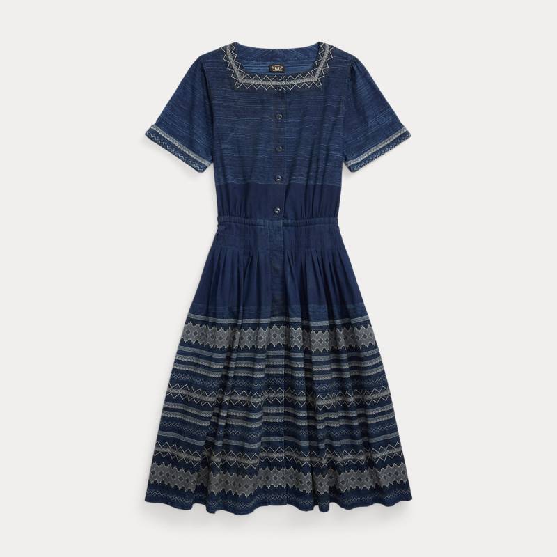 Besticktes Baumwollkleid in Indigo von RRL
