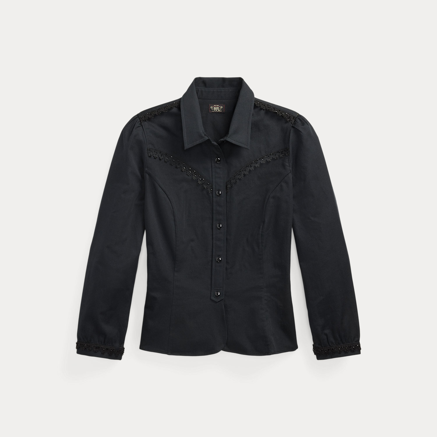 Bluse aus Atlas mit Perlen-Besatz von RRL