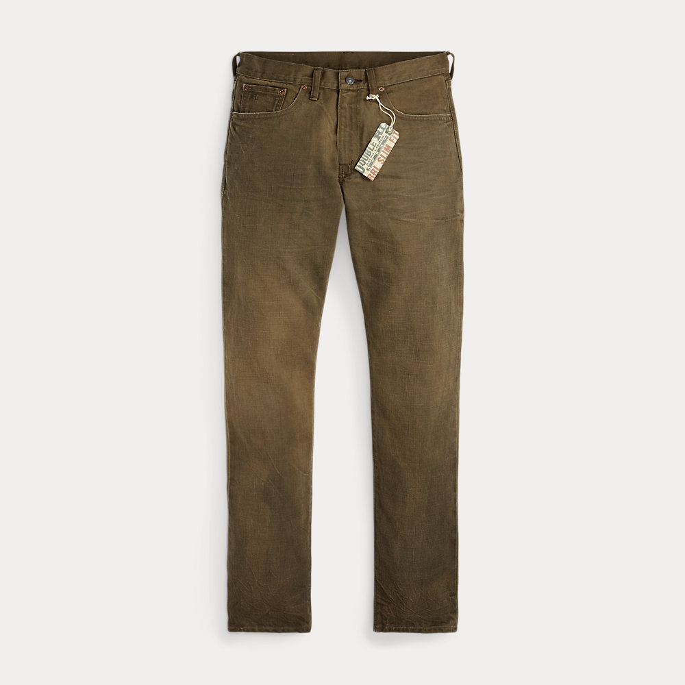 Braune Slim-Fit-Jeans im Used-Look von RRL