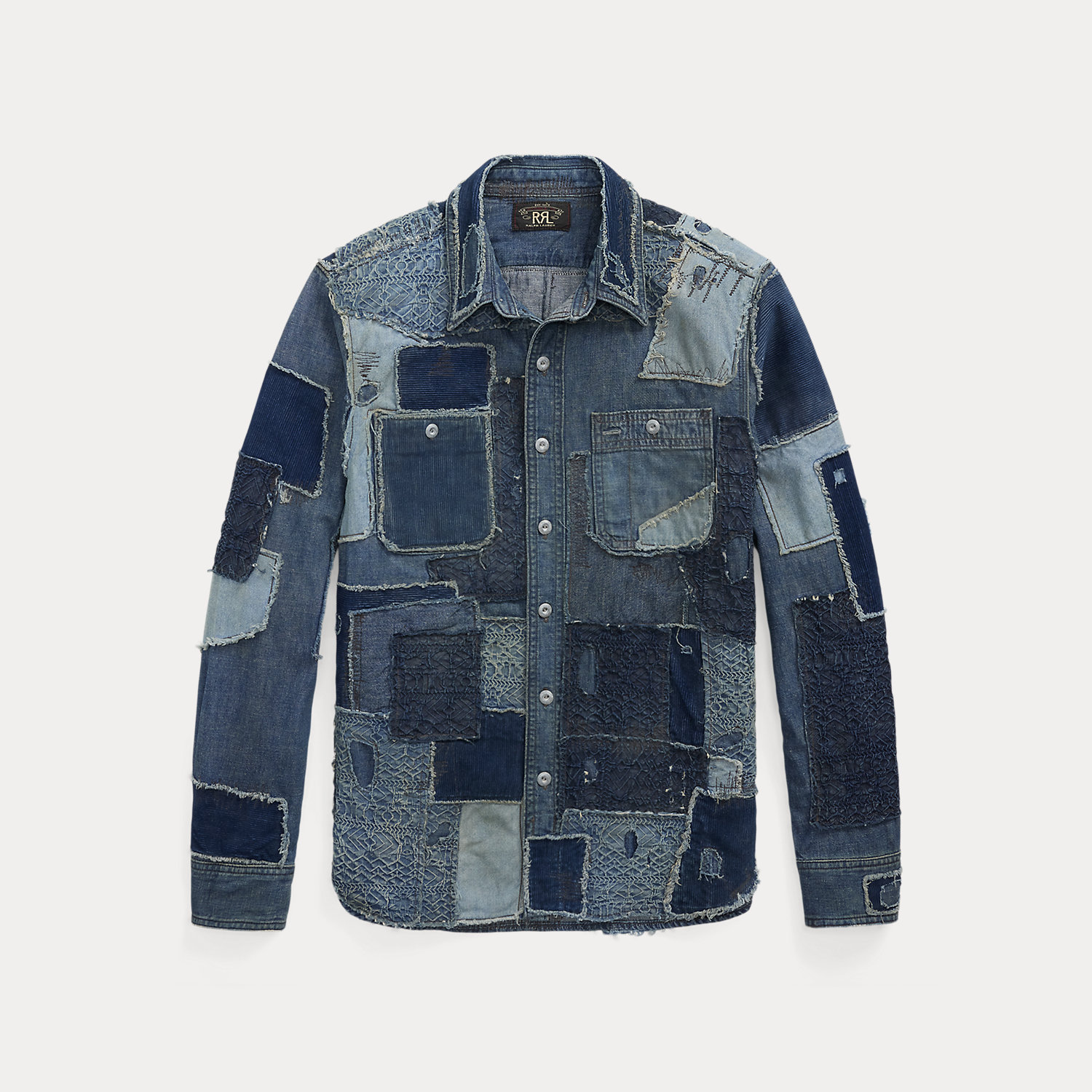 Denim-Patchwork-Arbeitshemd in Indigo von RRL