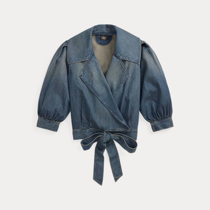 Denim-Wickelbluse in Indigo von RRL