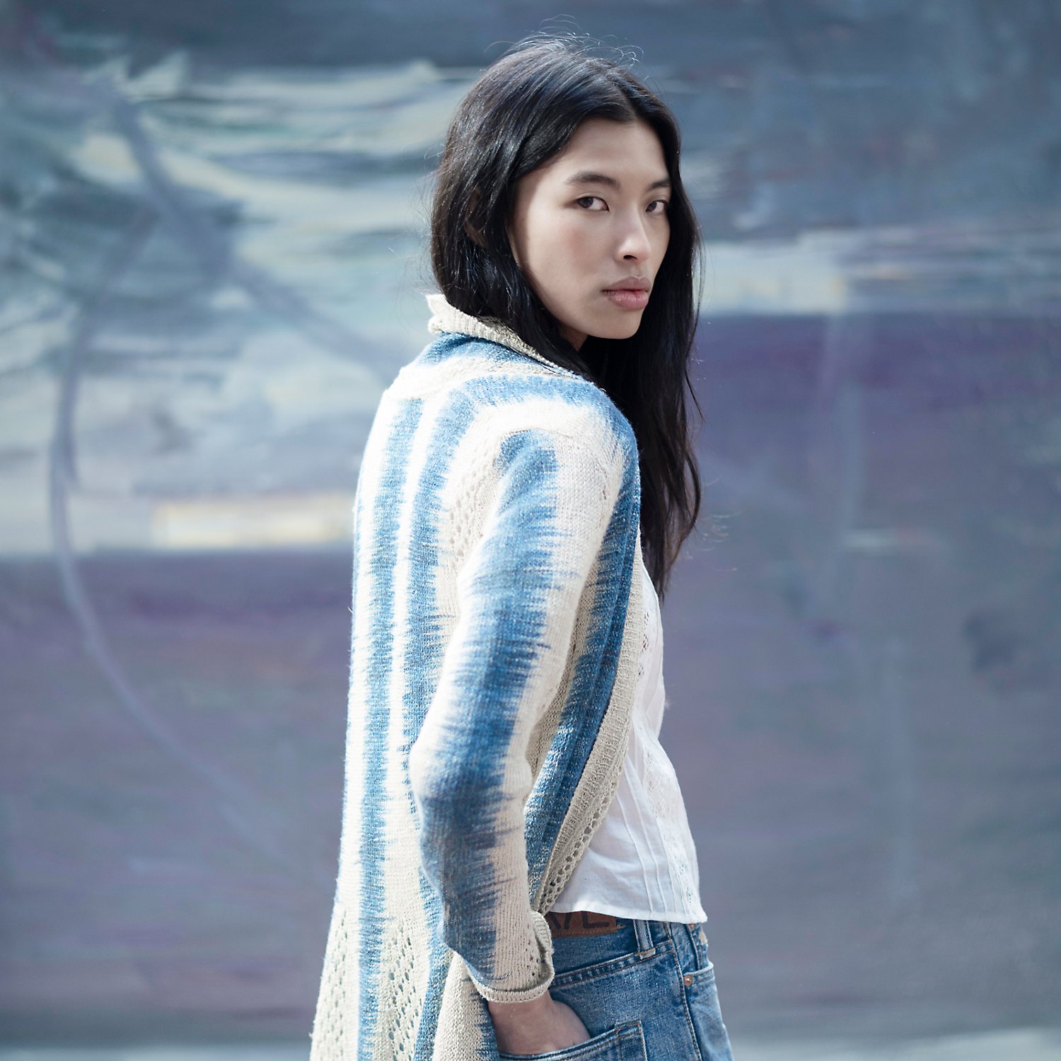 Duster-Strickjacke mit Lochmuster von RRL