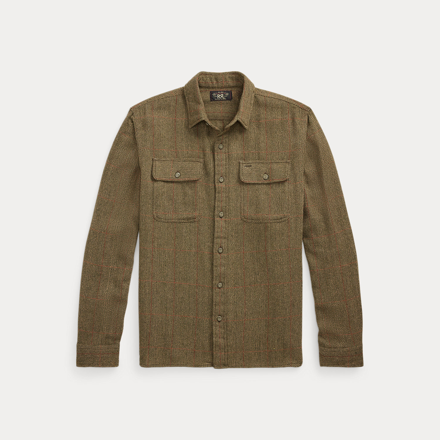 Fischgrat-Arbeitshemd mit Wildleder von RRL