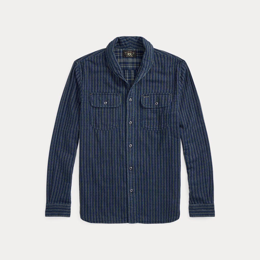 Gestreiftes Arbeitshemd in Indigo von RRL