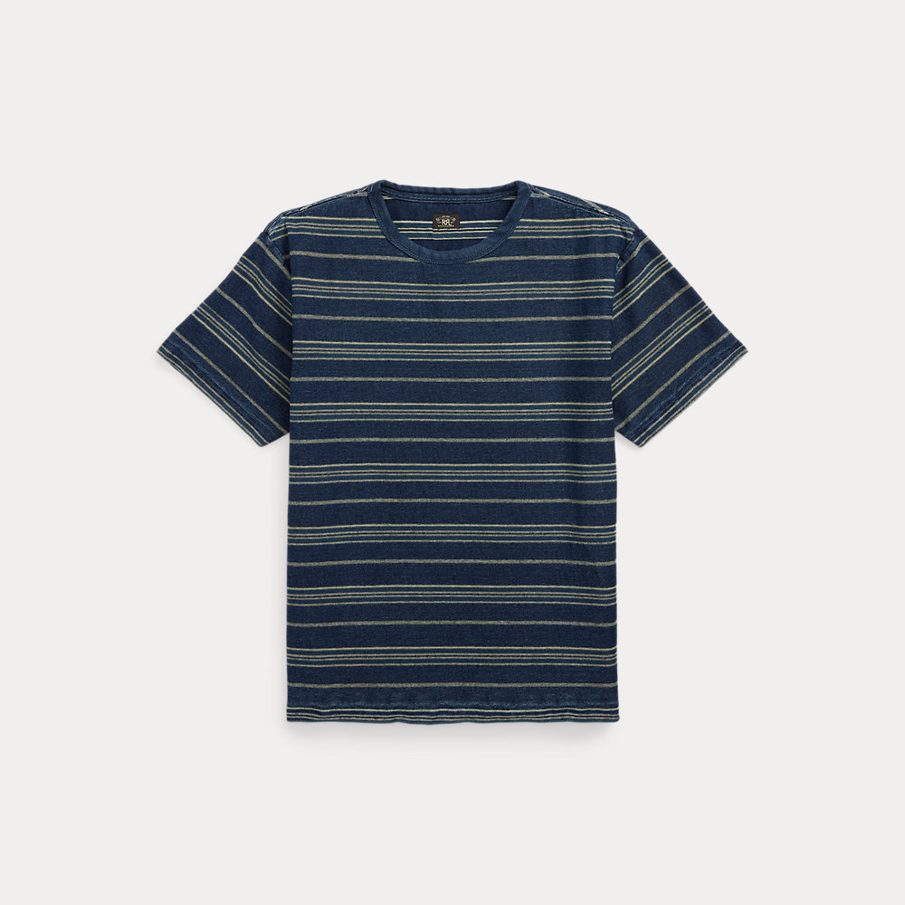 Gestreiftes Jersey-T-Shirt in Indigo von RRL