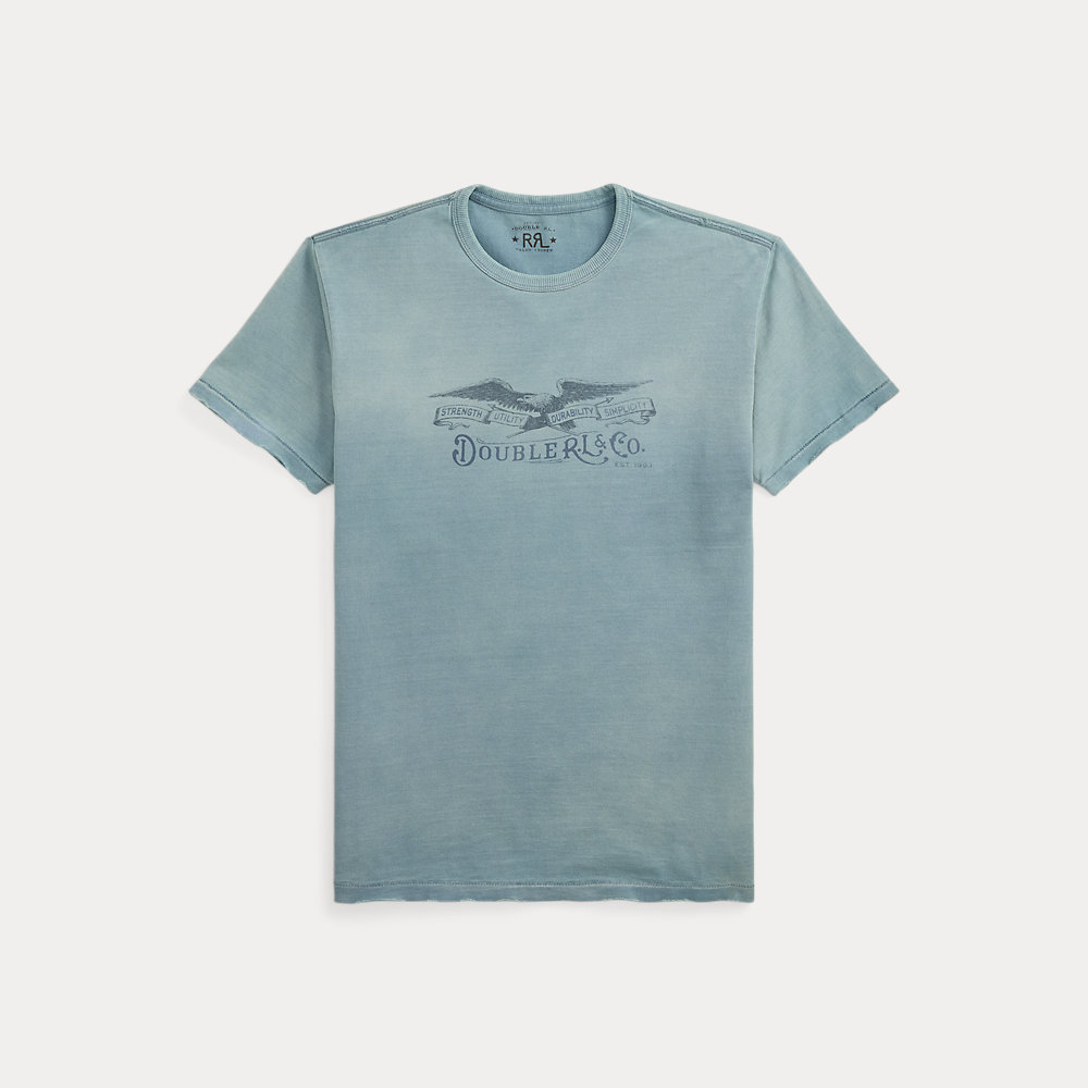 Grafik-T-Shirt aus Jersey in Used-Optik von RRL