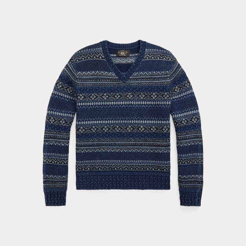 Indigo-Pullover mit Fair-Isle-Muster von RRL