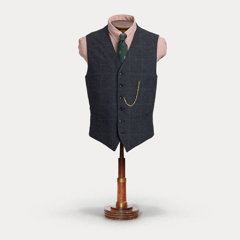 Karierte Fischgrat-Weste in Indigo von RRL