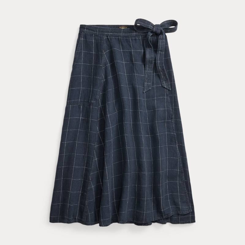Leinen-Wickelrock mit Windowpane-Karo von RRL