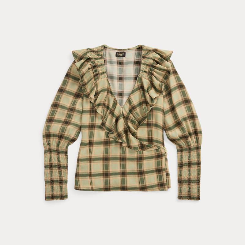 Marocain-Bluse mit Ombré-Karomuster von RRL