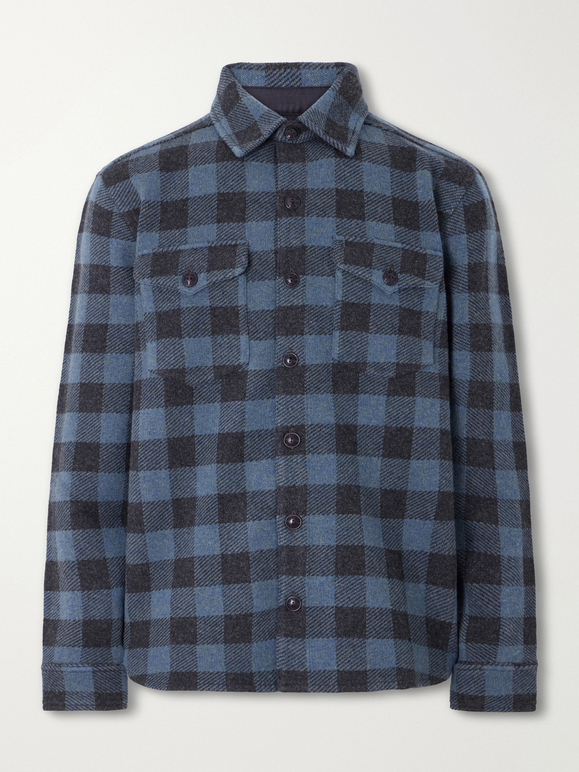 RRL - Checked Wool-Matlock Overshirt - Men - Blue - L von RRL