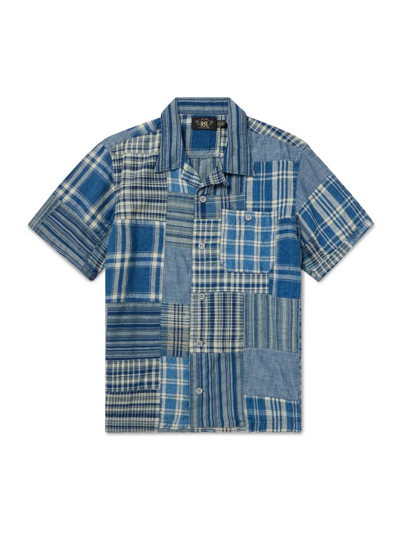 RRL - Convertible-Collar Patchwork Cotton and Linen-Blend Shirt - Men - Blue - M von RRL