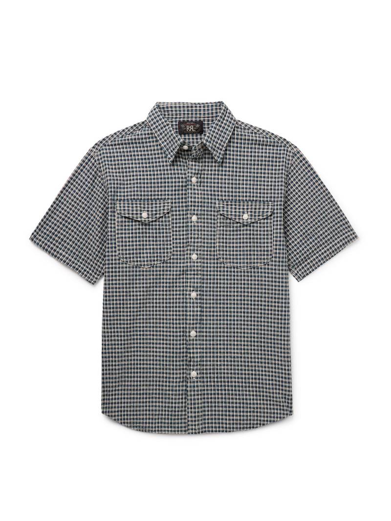 RRL - Lee Checked Cotton and Linen-Blend Shirt - Men - Blue - M von RRL