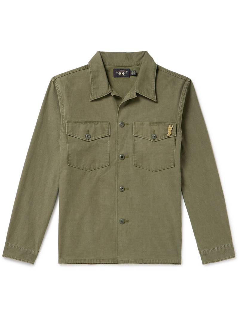 RRL - Regiment Pin-Embellished Cotton Overshirt - Men - Green - M von RRL