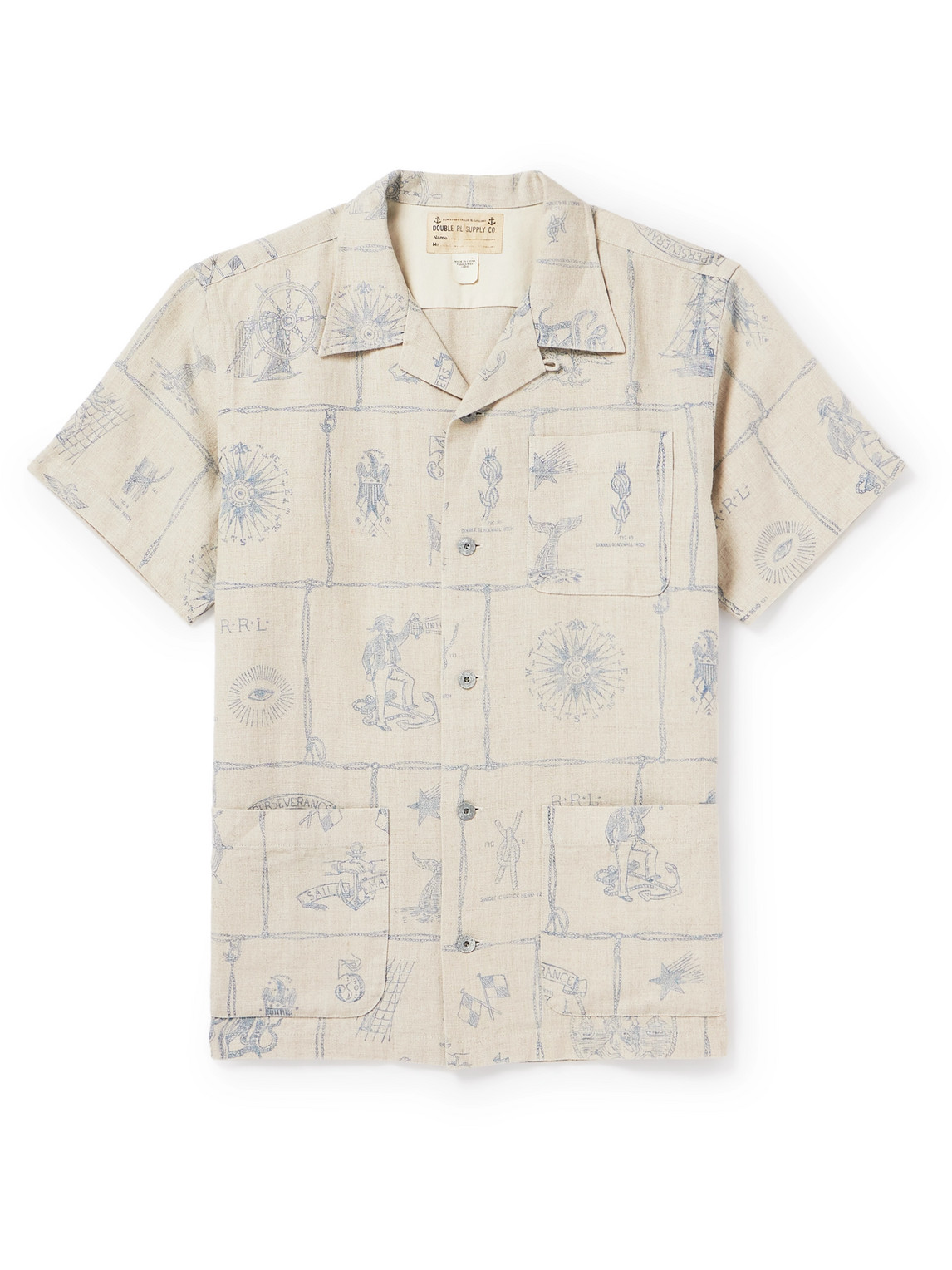 RRL - Sail Convertible-Collar Printed Linen Shirt - Men - Neutrals - M von RRL