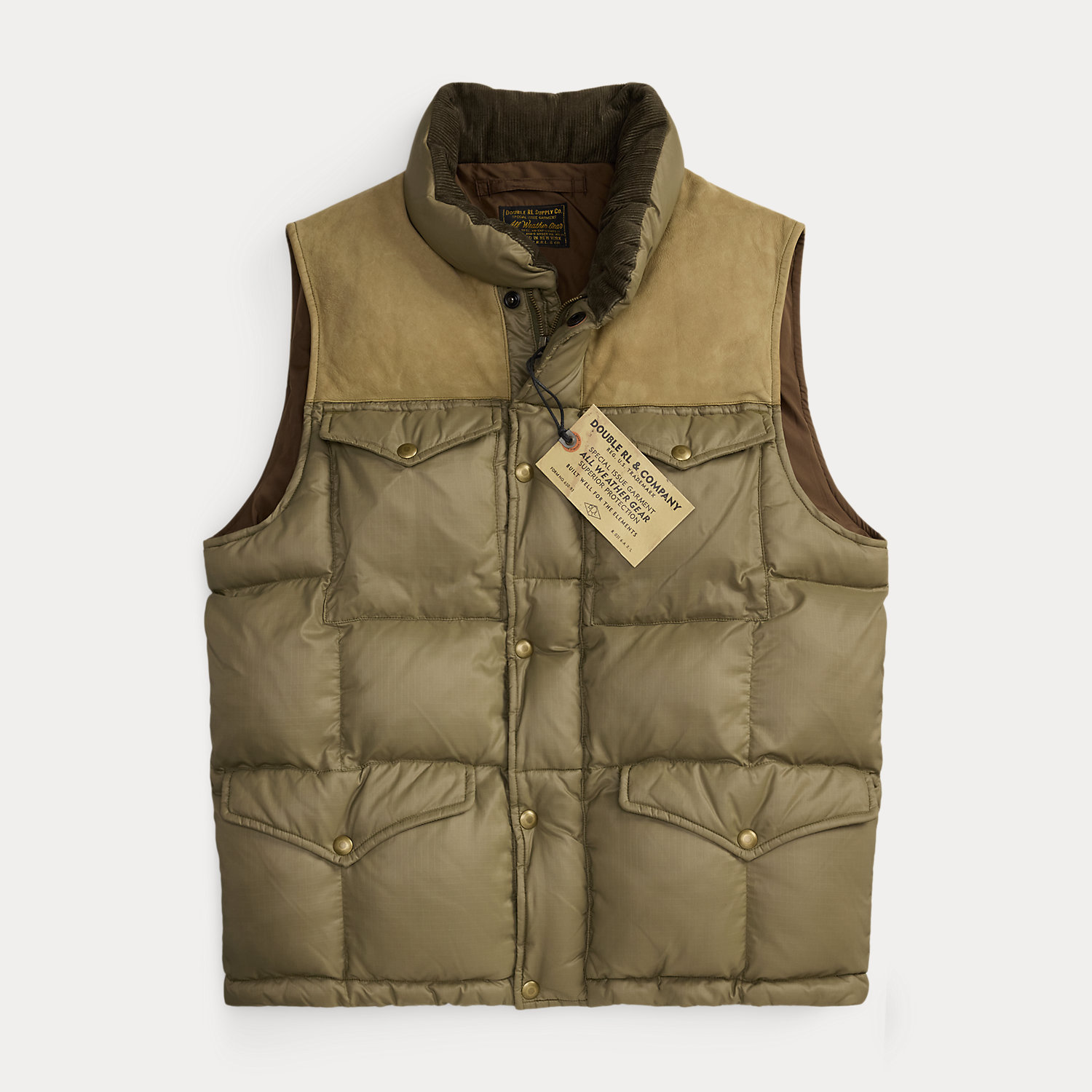 Ripstop-Steppweste mit Lederpasse von RRL