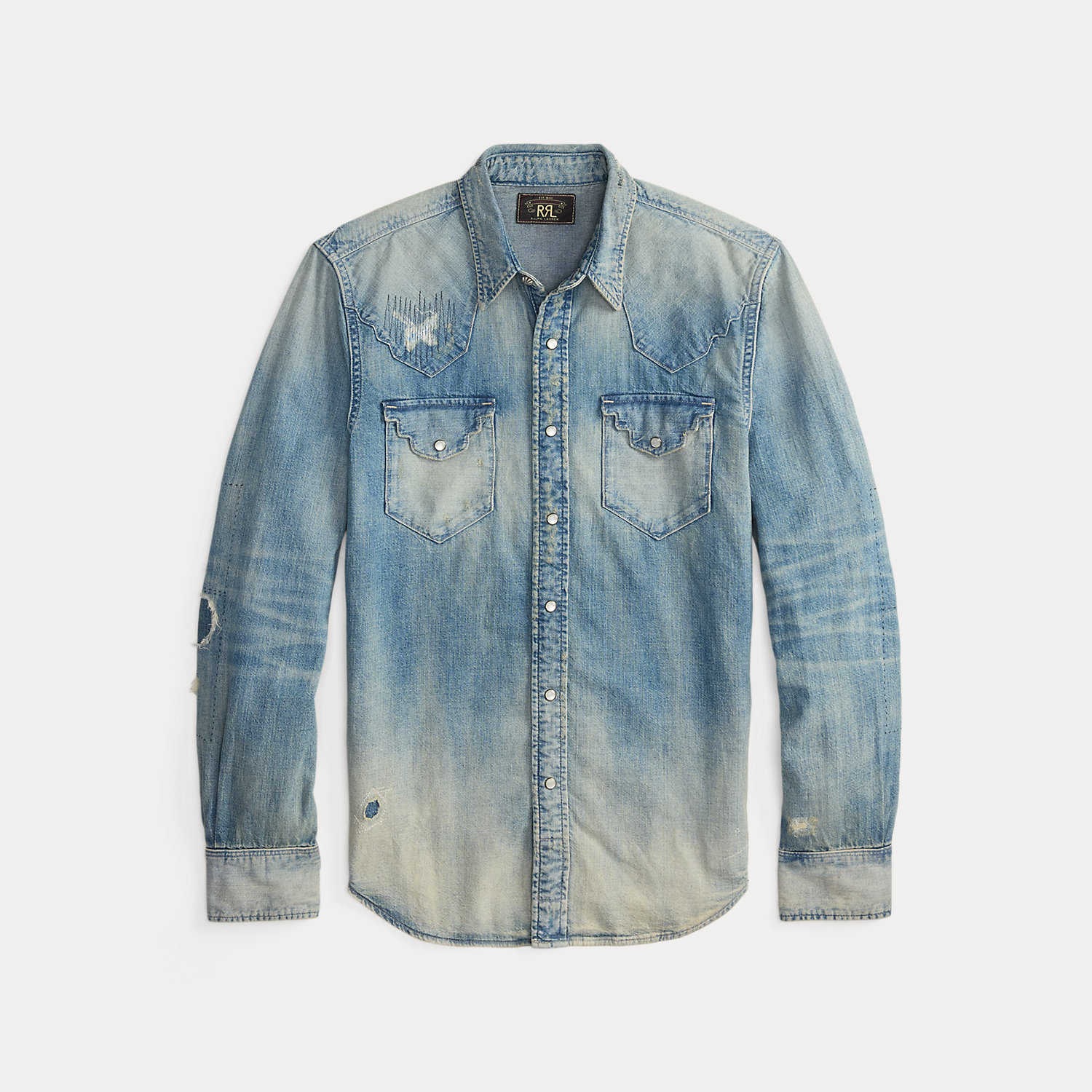 Slim-Fit Denim-Westernhemd im Used-Look von RRL