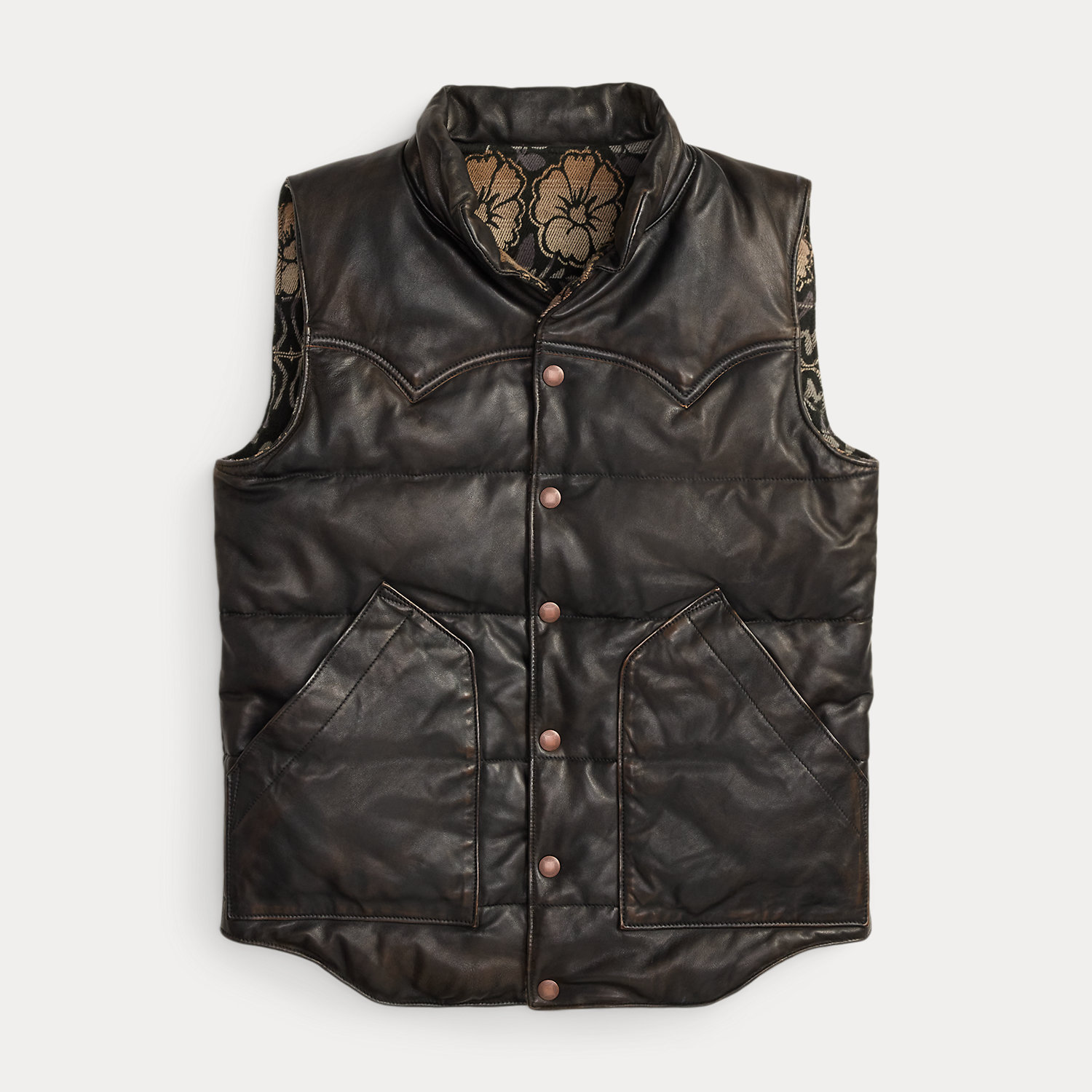 Wendbare Leder-Jacquard-Weste von RRL