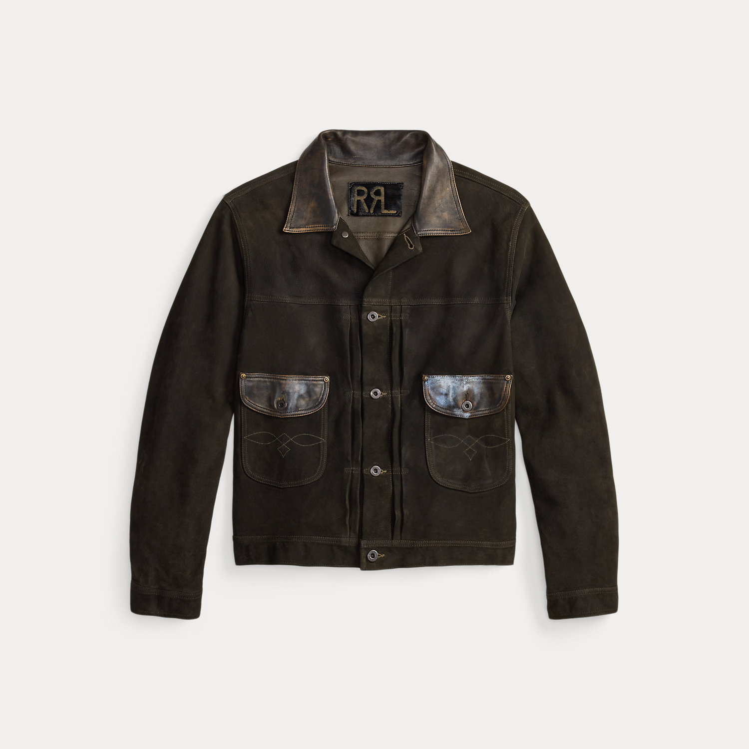 Wildlederjacke mit Lederbesatz von RRL