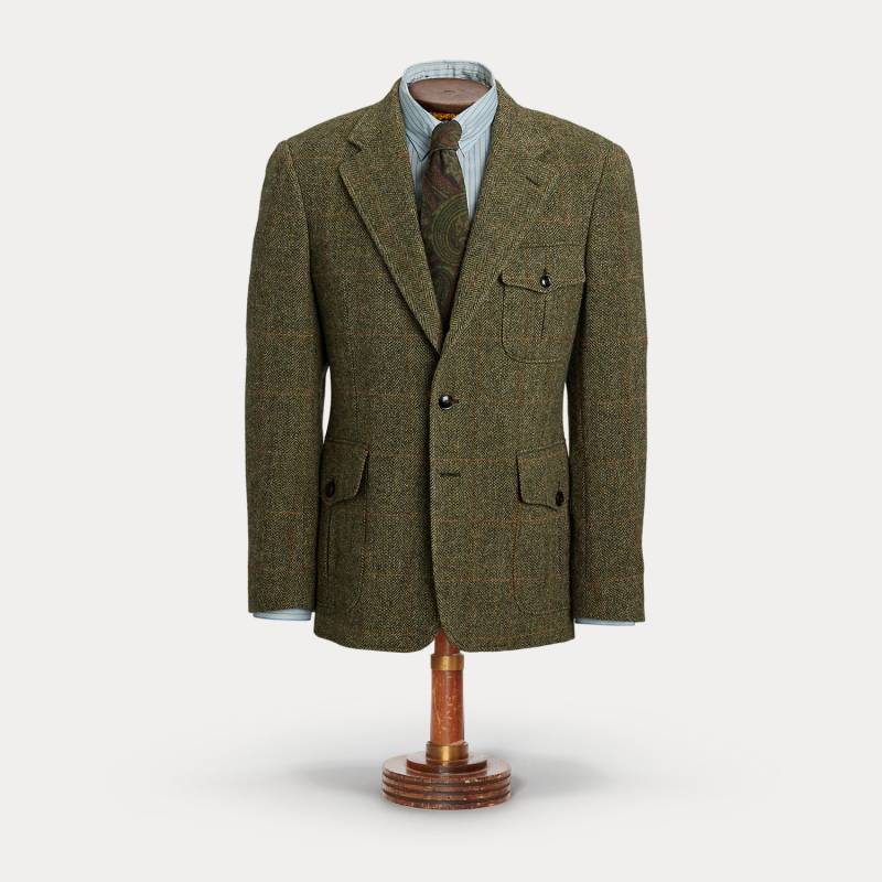 Woll-Anzugjacke mit Windowpane-Karo von RRL