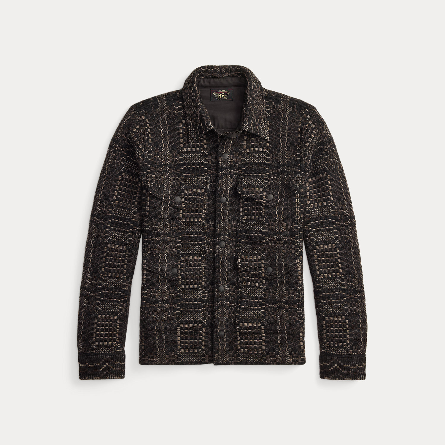 Woll-Hemdjacke im Jacquard-Strick von RRL