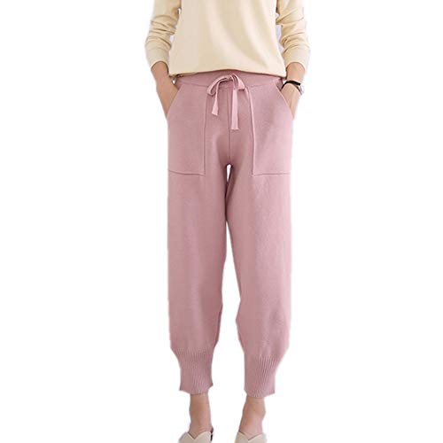 Damen Hose Kaschmir Blended Pants Mode Warme Strickhose (Rosa, Small) von RRMY