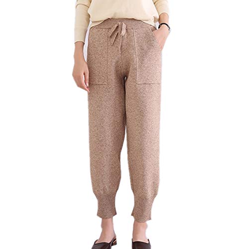 RRMY Damen Hose Kaschmir Blended Pants Mode Warme Strickhose (Kamel, Large) von RRMY