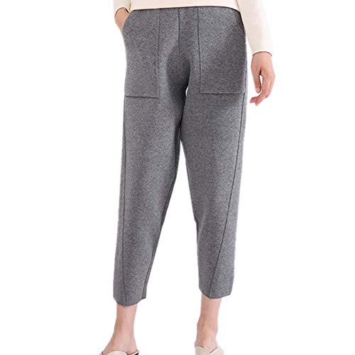 RRMY Damen Hose Kaschmirhose Herbst und Winter Verdickte Warme Strickhose (Grau, Medium) von RRMY