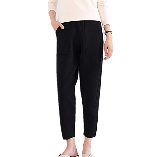 RRMY Damen Hose Kaschmirhose Herbst und Winter Verdickte Warme Strickhose (Schwarz, X-Large) von RRMY