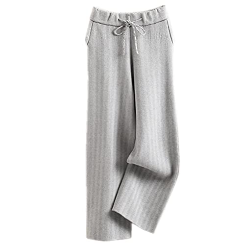 RRMY Damenhose Kaschmirmischung Strick diagonal gestreifte Hose (Grau, S) von RRMY