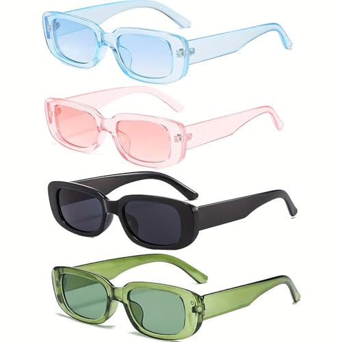 RRNTTTM 4-teiliges Set mit Rahmen, Sonnenbrillen für Damen und Herren, modische Sonnenbrillen, Vintage-Look, Outdoor-Brillen, UV400 (4 Pink) von RRNTTTM