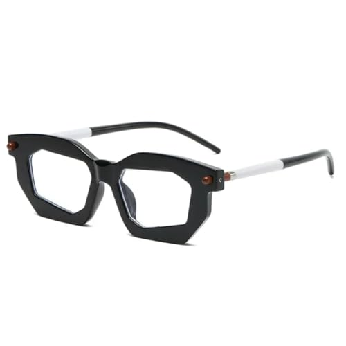 RRNTTTM Damen Sonnenbrille mit zweifarbiger Fassung, modische, klare Gläser, Herren-Sonnenbrille mit Punk-Nieten, UV400 (schwarz, transparent) von RRNTTTM