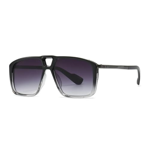 RRNTTTM Herren-Pilotenbrille, Retro-Sonnenbrille mit doppeltem Sorghum-Rahmen (Farbverlauf Grau) von RRNTTTM