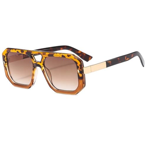 RRNTTTM Herren Sonnenbrille Damen Sonnenbrille Retro Damen Sonnenbrille Vintage Mode UV400 (Leopard) von RRNTTTM