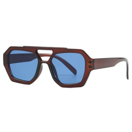 RRNTTTM Klassische Doppelsteg-Sonnenbrille für Damen, schlichte, modische Brille mit Leopardenmuster, hochwertiger Sonnenschutz für den Außenbereich (braunblau) von RRNTTTM