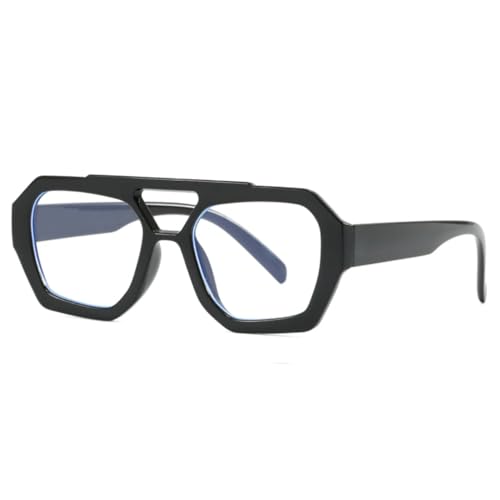 RRNTTTM Klassische Doppelsteg-Sonnenbrille für Damen, schlichte, modische Brille mit Leopardenmuster, hochwertiger Sonnenschutz für den Außenbereich (schwarz klar) von RRNTTTM