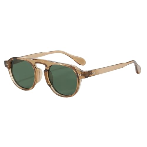 RRNTTTM Mode Damen Sonnenbrille Beliebte Männer Vintage Nieten Punk Weibliche Shades Männliche Sonnenbrille UV400 (Teegrün) von RRNTTTM
