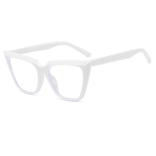 RRNTTTM Modische Cat-Eye-Brille mit Anti-Blaulicht-Brillenrahmen, Retro-Brille mit großem Rahmen für Damen (weiß) von RRNTTTM