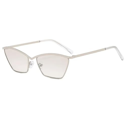 RRNTTTM Modische Cat-Eye-Sonnenbrille für Damen und Herren, Vintage, luxuriös, trendig, UV400-Schutz (Silber, Silber) von RRNTTTM