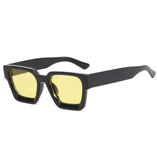 RRNTTTM Modische Damen-Sonnenbrille im Retro-Stil mit Farbverlauf, Blau, für Herren, trendige Sonnenbrillen, UV400 (Schwarz/Gelb) von RRNTTTM