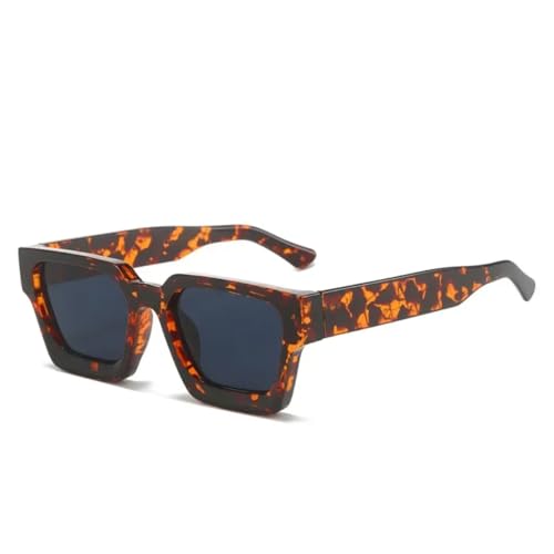 RRNTTTM Modische Damen-Sonnenbrille im Retro-Stil mit Farbverlauf in Blau für Herren, trendige Sonnenbrillen mit UV400-Schutz (Leopardenschwarz) von RRNTTTM