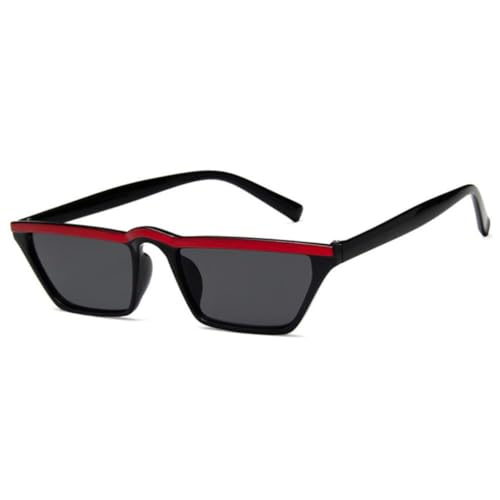 RRNTTTM Modische Katzenaugen-Sonnenbrille für Damen, weiß, schwarz, kleiner Rahmen, Sonnenbrille, klassische Brille, Retro-Sonnenbrille (C2, Rot, Schwarz) von RRNTTTM